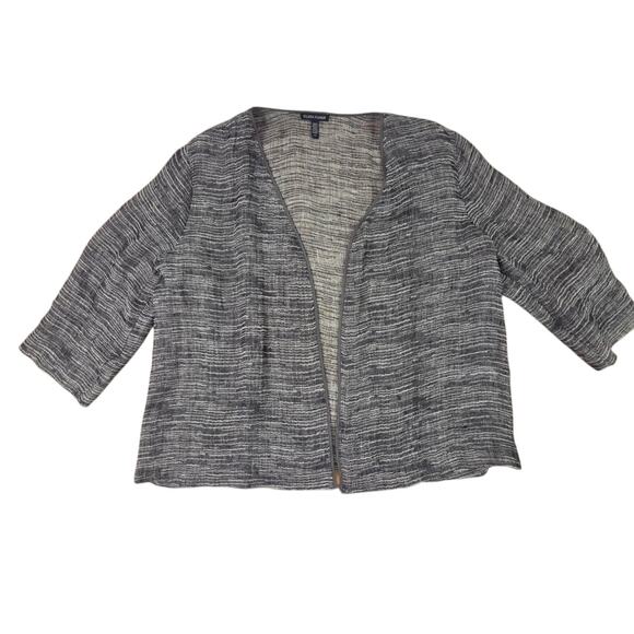 Eileen Fisher Organic LINEN Gauze Cardigan L Lagenlook Career Old Money Boxy - Picture 1 of 5